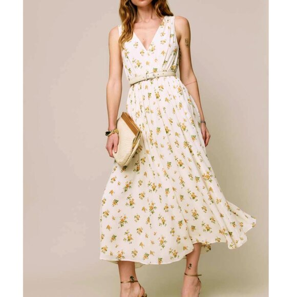 Reformation Dresses & Skirts - Reformation Farah Midi Dress Nicola Yellow Ivory Floral Summer Causal French